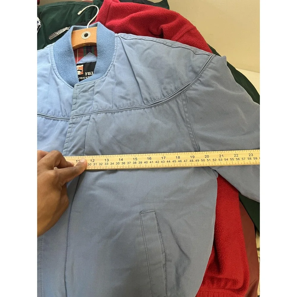 Field and Stream Jacket Mens Large Blue Quilted Plaid Lined Bomber Coat Outdoors